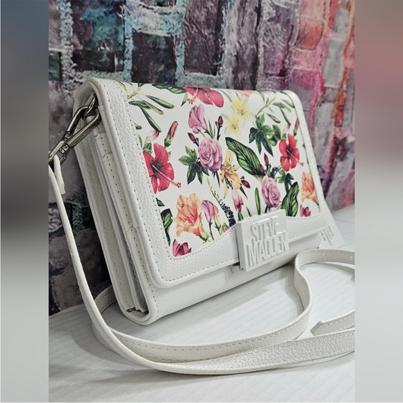 Steve Madden White Floral Crossbody with Multicolor Bloom Print NWT - Picture 3 of 10